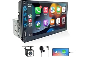 ELECPOD Autoradio 1 DIN avec Carplay et Android Auto - Écran Tactile HD 7 Pouces - Autoradio Bluetooth CarPlay 1 din Soutien MirrorLink iOS/Android et Caméra de Recul, Radio FM/USB/EQ/Mic