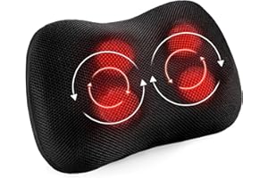 CURECURE Cojín de Masaje Shiatsu Masajeador de Cuello, Hombros y Espalda, Función de Calefacción, Eléctrico Masajeador de Amasado de Tejido Giratorio 3D para Cintura, Hogar y Oficina