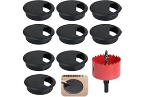 BREANIFULL 10 Stück Tisch Kabeldurchführung Desk Grommet with Hole Saw Computer Grommet Wire Hole 60mm tischdurchführung Organizer Round for Home and Office Table Cable Cord Management (Schwarz)