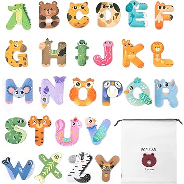26 Lettres Magnétiques En Bois Multicolore - Pour Frigo, Tableau Blanc, Apprentissage Alphabet Enfants - 4