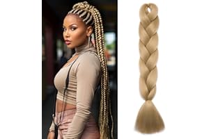 Benehair Meches pour Tresses Africaine 60cm Rajout Cheveux Tresse Jumbo Braids Meches Synthétique Long Easy Braids pour Crochet Twist Tressage(Blond, 100g)