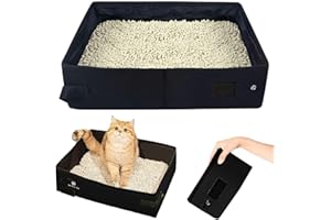 LNGJIN Lettiera Pieghevole per Gatti Portatile, Impermeabile, Facile da Pulire, Toilette per Interni ed Esterni, 45 * 35 * 12.5cm (Nero)