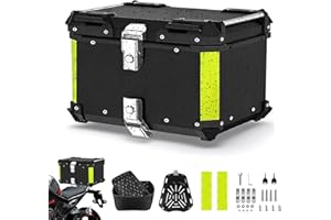 ‎EAGERMINDS EagerMinds Topcase Motorrad, Topcase aus Aluminium, Dual-Key Storage Carrier Case, Wasserdicht, Diebstahlsicher, Motorradkoffer zur Aufbewahrung von Helmen und Anderer Reitausrüstung (Schwarz, 45L)