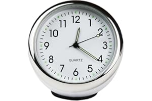 Txian Custom High Accuracy Car Clock Small Round Onboard Quartz Clock Perfect Car Decoration (white dial & white shell)