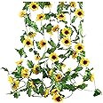 U-HOOME 230CM Artificial Sunflowers Hanging Vine Silk Fake Flowers Garlands Home Office Garden Outdoor Wall Greenery Cover Jungle Party Decoration