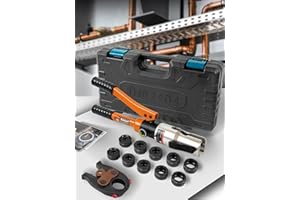 AMZCNC Pinza a pressa professionale con profilo a V e profilo M, per tubi in rame, tubi in acciaio al carbonio e inserti in acciaio inox V12 V15 V18 V22 V28 e M12 M15 M18 M22 M28 con