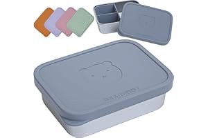 BEARFOOT Edelstahl Kinder Brotdose mit Silikondeckel | BPA-freie Lunchbox | Auslaufsichere Bento Box Kinder | Brotzeitbox für Kindergarten, Schule & Kita | Spülmaschinenfest & robust (Blau, 700ml)