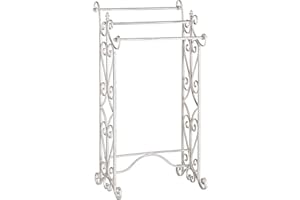 BELIANI Towel Stand White Freestanding Rack Bathroom Vintage Old Looking Chillan