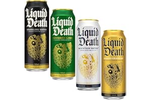 VSTAR Liquid Death Mixed Water Pack - 500ml Cans of Severed Lime, Mango Chainsaw, Sparkling, and Still Mountain Water - Artwork Edition - Mixed Pack Of 4