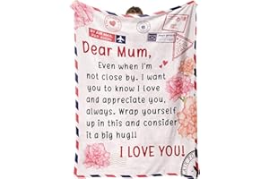 Gowelly Mum Gifts for Mothers Day, Blanket Gifts for Mum on Her Birthday, Mum Gifts from Daughter Son, Christmas, Valentines Day Gifts for Mum, Presents for Mum, Dear Mum Blanket, 60" * 50"