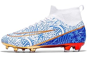 IFIKK FG/AG Chaussures De Football Unisexe Haut Spike Chaussures De Football Enfants Entraîneurs De Plein Air Crampons Chaussures De Football Professionnelles pour Garçons