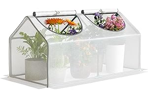 Outsunny Mini Greenhouse Portable Flower Planter Tomato Vegetable House for Garden Backyard with Zipper 120 x 60 x 60 cm, White