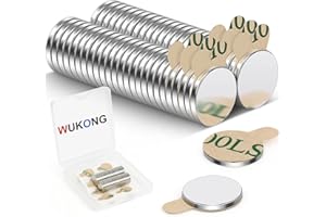 Wukong 50 Pezzo Mini Calamita Adesive Forti, 10×1mm Magnete Potente Calamite Piccole, Magneti Neodimio Calamite Rotonde per Artigianato, fai da te, Cucina e Ufficio