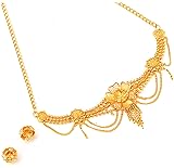 Jewellery Set Gold Plated Choker Necklace Set with Earring Jewellery for Women & Girls