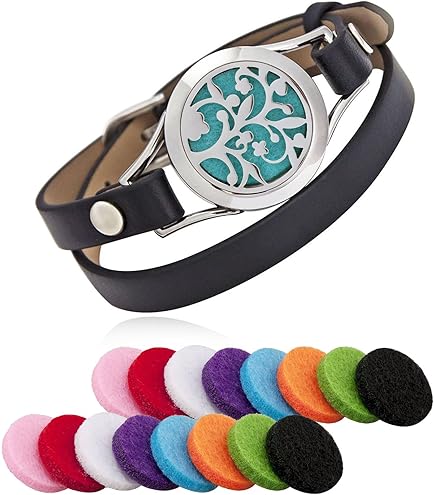 Flongo Aromatherapie leren armband dames armband, lederen armband