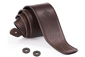 Dat Strap Personalised Leather Guitar Strap | Dark Brown | for Electric, Acoustic, Bass, and Classical Guitar | 3 Inches Wide | Padded for Extra Comfort