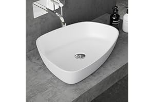 doporro lavabo sobre encimera 51,1x38,7x12 cm diseño Colossum806 lavabo blanco mate fabricado en fundición mineral