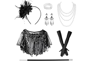 TOPBELIEF 20er Jahre Accessoires, Great Gatsby Accessoires Damen, 20er Jahre Kostüm, 1920er Flapper Great Gatsby Accessoires, Fashion Roaring 20's Theme Set
