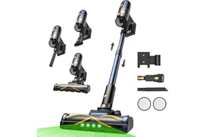 Vexilar V12 Cordless Vacuum Cleaner, 50KPa/450W/50Mins, Lightweight Cordless Vacuum with Anti-Tangle, LED Touchscreen, GreenEye Tech, Detachable Battery, Stick Vacuum for Hardfloor Carpet and Pet Hair