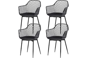 ‎BUYBYROOM buybyroom Esszimmerstuhl im 4er Set,Essstühle Stuhl mit Armlehne Kunststoffstuhl Stuhl Esszimmer 41 x 55 x 84.5 cm (Schwarz)