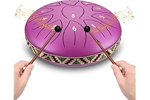 SenDeluz Steel Tongue Drum 6 Inch11 Notes, Handpan Drum D-Key Percussion Instrument for Meditation Entertainment Musical Education Kids Gift