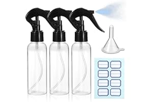 GJINXI 3 Stück Sprühflasche, 100ml Kleine Sprühflaschen zum Befüllen Transparente Leer Feinen Nebel Sprühflasche mit Etiketten Trichtern Reise Zerstäuber für Flüssigkeit Kosmetik Reinigung Körperpflege
