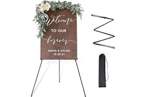 WAKSOX Easel Stand for Display Wedding Sign & Poster, 63'' Foldable Artist Easel for Wedding Banner, Painting Canvas, Poster, Adjustable Metal Easel with Portable Bag(Black)