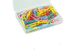 SZCXDKJ 110 szt. kolorowych spinaczy do papieru, powlekane tworzywem sztucznym, metalowe spinacze do papieru Zaciski z pudełkiem do biura, szkoły, artykuły pa, małe klipsy do papieru (28 mm, różne kolory)