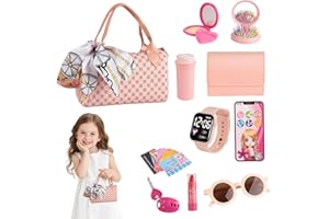 RUNPEAK Handtasche Mädchen – Mein erstes Kinder Handtasche Set mit Zubehör und Spiel-Make-up, enthält Telefon, Geldbörse und Rollenspielzeug ab 3 Jahren, kleine Mädchen