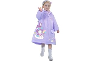 amo nenes Toddler Cartoon Raincoat for Boys Girls Rain Poncho Hooded,Waterproof Reusable Thick EVA,Kid Rain Suit Jacket, Rainwear with Storage Bag, Invisible Book Bag Position, Zipper Closure