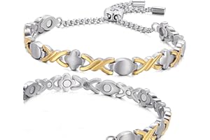 RainSo Elegant Womens Titanium Steel Magnetic Bracelet Adjustable with Gift Box & Remove Tool (Rose Gold)