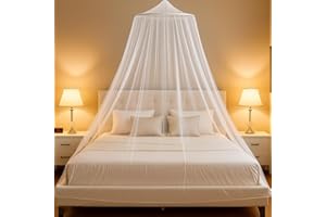 AHEJIOO Weißes Polyester Moskitonetz Bett Für Doppelbetten Einzelbett(0.6m X 2.5m X 10.5m), Moskitonetz Outdoor, Mückennetz Bett, Ideal Für Camping Reise Und Zu Hause