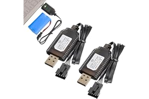 QIANEFFORT 7.4V USB Charger Cable,2 PCS Lipo Battery Charger,7.4V Charger,Lipo Charger,RC Battery Charger,USB Charging Cable with SM-4P for RC Car/Plane/Tank and Other Remote Control Toys