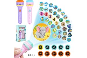 SUNSHINE SMILE 2 PCS Taschenlampe Projektor für Kinder,Diaprojektor Taschenlampen mit 80 Tiermustern,Kinder Projektor,Kleine Diashow Pädagogisches Spielzeug,Dinosaurier,Meerestiere,Transportwerkzeugen,Ziffern