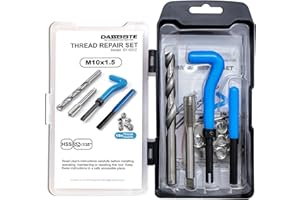 DASBSTE Gewindereparatur Satz - Gewindereparaturwerkzeuge inkl. Gewindeeinsätze, Einbauwerkzeug, Zapfenbrecher, Gewindebohrer sowie Bohrer für die Reparatur von Innengewinden (M10 x 1,0)