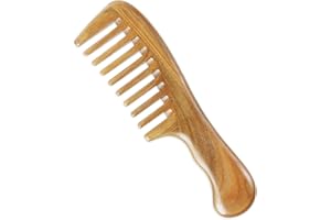 Onedor Peignes à cheveux en bois de santal vert 100% naturel - Antistatique - Parfum bois de santal naturel - Peigne démêlant pour cheveux (dents extra larges 1)