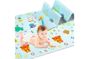 HyAdierTech Krabbelmatte Spielmatte Baby Schadstofffrei, Spielmatte Baby Teppich Babymatte Faltbarer Spieldecke Krabbelmatte Baby Bodenmatte, Tragbar für Innen- oder Außenbereich