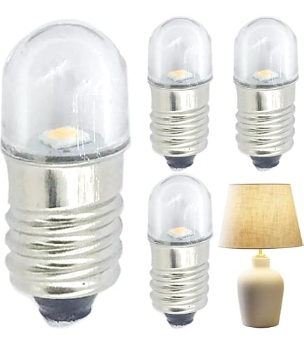 Ruiandsion 5 Pezzi Portalampada E10 Con LED 1W 4.5V Bianco – Sostituzione Per Torce, Fari E Minilampade, Polarità Negativa A Terra