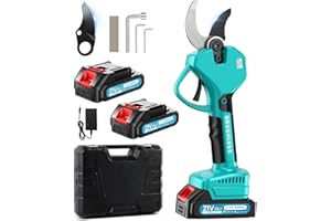 MUATCTAROM Tijeras de Podar Electricas,50mm Tijeras de Podar Bateria para Makita con 2 Baterías 2000mAh, Pantalla LCD, 900W Motor Sin Escobillas Silencioso,Profesional Tijera de Podar para Ramas,Arbustos,Troncos