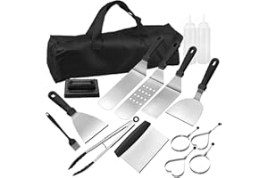 Utensilios Barbacoa Accesorio HOMGEN 16PCS Accesorio de Parrilla BBQ de Acero Inoxidable para Barbacoa Exterior kit de Utensilios Barbacoa Set para Hombres Mujeres Acampan Barbacoa