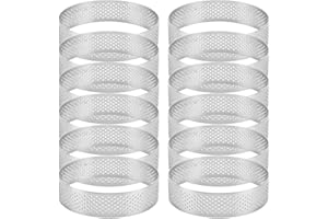 Happysnow Confezione da 12 anelli per torte in acciaio , per mousse perforato, forma ad per torte, strumenti per la cottura della torta 6 cm