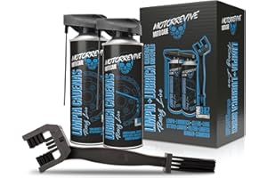 Motorrevive Pack Racing Line avec Nettoyant, Lubrifiant et Brosse pour Chaînes de Moto 510 + 510 ML. Entretien Intégral pour Motos Sportives à Hautes Performances