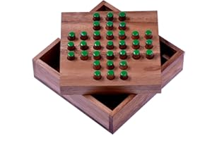 LOGOPLAY Solitaire taglia S - Solitario - gioco plug-in - gioco di pensiero - gioco di puzzle - gioco di pazienza - gioco di logica in legno - plug verdi