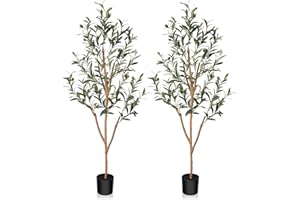 Kazeila Plantas Artificiales Decorativas 120cm Planta Olivo Artificial Grande Realista Arbol Artificial de Decoración Interior del Hogar Casa Oficina(2PACK)