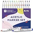 Arrtx Acrylic Paint Pens 30B Colors,Acrylic Paint Markers,Brush Tip Acrylic Pens Acrylic Markers for Rock Painting,Wood,Ceramic,Glass,Canvas,Metal,Plastic,Fabric,Stone and Diy Project