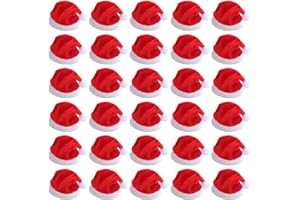 Jodsen Mini Weihnachtsmütze,30 Stück Weihnachtsmann Mütze für Tasse Besteck Flasche,DIY Xmas Home Party Tischdekoration,Candy Covers für Kinder Kinder Craft, Rot