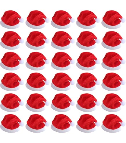 6 Bonnets De Noël Pour Figurines Ø 8 Cm - Polyester, Couleurs Festives, DIY Décoration