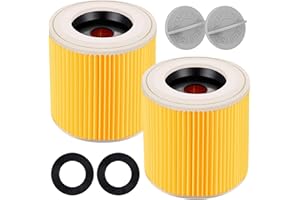 YGVQN 2X Filtro de Cartucho para Kärcher WD2 WD3 WD3P A2004 MV2 MV3, Filtros para Aspiradoras Lavables y Reutilizables Extension Kit sustituye a 6.414-552.0, 6.414-772.0 Aspiradora Seca y Húmeda