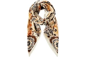 CAMILIFE Femme Fille Foulard Carrée en Soie Synthétique Foulard à Cheveux Doux Foulards Élégants pour Femmes 90×90cm - Doux Motif Floral