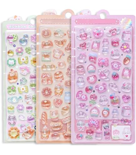 Ideen mit Herz Adesivi trasparenti, 10 fogli in formato 10 x 30 cm; adesivi colorati per il fai da te e per decorazioni (Pasqua, graziosi coniglietti